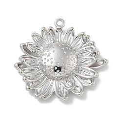 Платина Стойки обшивки латунные подвески, долговечный, без свинца и без кадмия, прелести подсолнуха, платина, 22.5x23.5x4 мм, отверстие : 1 мм