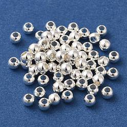 Посеребрённый Латунные бусины, без кадмия, без никеля и без свинца, круглые, 925 серебро покрытием, 3.5 мм, отверстие : 1.6 мм
