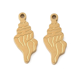 Shell Shape 304 прелести нержавеющей стали, ионное покрытие (ip), Тема океана, очарование раковины, золотые, 14x6x1.5 мм, отверстие : 1 мм