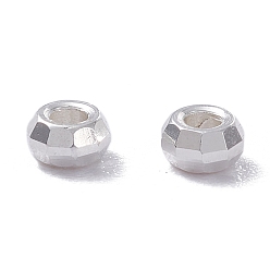 Серебро Латунные бусины, долговечный, граненые, плоско-круглые, серебряные, 3x1.5 мм, отверстие : 1 мм