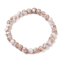 Перу Синтетические бирюзовые (окрашенные) круглые эластичные браслеты из бисера, Перу, внутренний диаметр: 2-1/8 дюйм (5.45 см), 6 мм