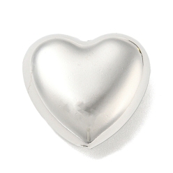 Platinum Rack Plating Brass Micro Pave Cubic Zirconia Beads, Long-Lasting Plated, Lead Free & Cadmium Free, Heart Charms, Platinum, 19x20x9mm, Hole: 1.8mm