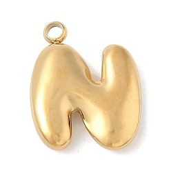 Letter N 304 начальные подвески из нержавеющей стали, ионное покрытие (ip), реальный 18 k позолоченный, Письмо N, 16~18x6~18x3 мм, отверстие : 1.8 мм