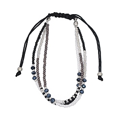 (52) Непрозрачная лаванда Многорядные браслеты из стеклянных бусин для женщин, разноцветные, внутренний диаметр: 2-3/8 дюйм (6 см)