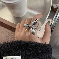 Платина Латунные кольца на палец для женщин, цветок, эффектные кольца, платина, внутренний диаметр: 15~20 мм