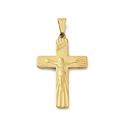 Золотой 304 подвески из нержавеющей стали, Крест с Иисусом, ионное покрытие (ip), золотые, 35x22.5x2.5 мм, отверстие : 6x4 мм