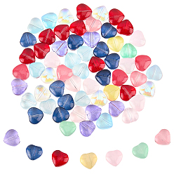 (52) Непрозрачная лаванда 108шт 9 цвета наборы прозрачных стеклянных бусин, сердце, разноцветные, 9.5~10x10x3.5~4.5 мм, отверстие : 0.8~1 мм, 12 шт / цвет