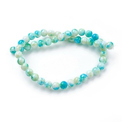 Pale Turquoise Glass Beads Strands, Round, Pale Turquoise, 7~8mm, Hole: 1mm, about 48pcs/strand, 13.7 inch(35cm)
