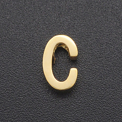 Letter C 201 Stainless Steel Charms, for Simple Necklaces Making, Laser Cut, Letter, Golden, Letter.C, 8x5x3mm, Hole: 1.8mm
