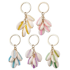 (52) Непрозрачная лаванда Стекло с железом и натуральным брелоком из ракушек каури, разноцветные, 7.6~8.2 см