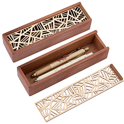 Others Wooden Pen Case, Stationery Storage Boxes for Pens, Pencils, Rectangle, 196x55.5x43mm