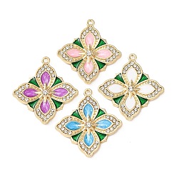 (52) Непрозрачная лаванда Сплав со стразами и эмалевыми подвесками, , золотые, разноцветные, 33x30x3 мм, отверстие : 1.6 мм
