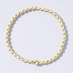 Лимонный шифон Женские браслеты из круглых бусин в корейском стиле из стекла и латуни, лимонный шифон, внутренний диаметр: 6-1/2 дюйм (16.5 см)