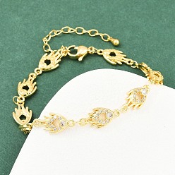 Настоящее золото 18K Браслеты-цепочки из огнестойкой латуни с микропаве из прозрачных кубических цирконий для женщин, стойки покрытие, долговечный, без свинца и без кадмия, реальный 18 k позолоченный, 7-3/8 дюйм (18.7 см)