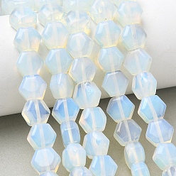 Opalite Opalite Beads Strands, Hexagon, 10~10.5x11~11.5x6.5~7mm, Hole: 1mm, about 37~38pcs/strand, 15.04~15.16''(38.2~38.5cm)