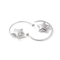 Stainless Steel Color 304 Stainless Steel Stud Earrings, Star, Stainless Steel Color, 46.5x2mm