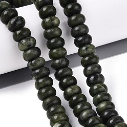 Chinese Jade Природные китайский нефрит бисер пряди, гладкая рондель, 10~10.5x5.5~6 мм, отверстие : 0.7~1.2 мм, около 61~69 шт / нитка, 14.37~15.55 дюйм (36.5~39.5 см)