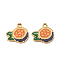 Other Fruits Фрукты 304 подвески из нержавеющей стали с эмалью, золотые, ионное покрытие (ip), Щепотка маракуйи, 11x12x1.5 мм, отверстие : 1.5 мм