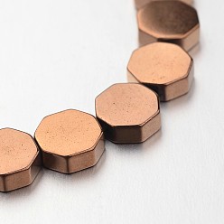 с Покрытием Меди Гальванизировать немагнитных синтетический гематит нитей бисера, восьмиугольник, с медным покрытием, 6x6x2 мм, отверстие : 1 мм, около 67 шт / нитка, 15.7 дюйм