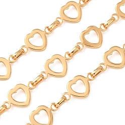 Golden 304 Stainless Steel Heart Link Chains, Unwelded, with Spool, Golden, 10x4mm