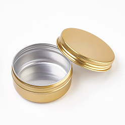 Golden Round Aluminium Tin Cans, Aluminium Jar, Storage Containers for Cosmetic, Candles, Candies, with Screw Top Lid, Golden, 5.7x2.7cm, Capacity: 50ml(1.69 fl. oz)