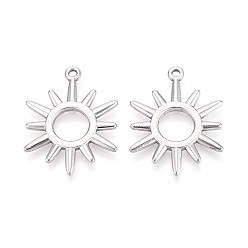 Нержавеющая Сталь Цвет 304 подвески из нержавеющей стали, очарование солнца, анти-тускнение, цвет нержавеющей стали, 31.5x24.5x2 мм, отверстие : 1.8 мм