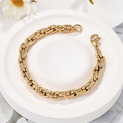 Настоящее золото 18K 304 из нержавеющей стали цепи браслеты, канатные сети, реальный 18 k позолоченный, 7-1/8 дюйм (18 см).