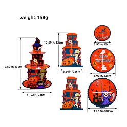 Дом 3-ярусная бумажная подставка для кексов на Хэллоуин для десертного стола, башня из кексов для украшения вечеринки, дом с привидениями, 270~280x430 мм