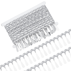 Silver 10 Yards Polyester Ribbons with Teardrop Tassel, Costume Accessories, Curtain Decoration, Silver, 2-1/4 inch(56mm)