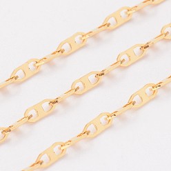 Золотой Ионное покрытие (ip) 304 звенящие цепи из нержавеющей стали, несварные, с катушкой, золотые, 2 мм, Коннекторы : 5x2x0.3 мм, около 32.8 футов (10 м) / рулон