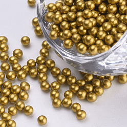 Золотистый Бисер из стекла , выпечки лаком, непрозрачных цветов, для украшения ногтей, нет отверстий / незавершенного, круглые, золотые, 2~2.5 мм, о 450 г / мешок