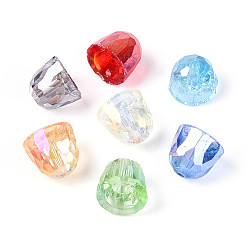 (52) Непрозрачная лаванда Гальванизируйте прозрачное стекло бисер нитей, колокол, граненые, разноцветные, 7~8x8.5~9 мм, отверстие : 0.9~1 мм, около 52~56 шт / нитка, 15.75~16.93 дюйм (40~43 см)