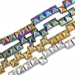 (52) Непрозрачная лаванда Вакуумное нанесение покрытия методом pvd, гальваническое покрытие, немагнитные синтетические гематитовые многожильные связи, Заклепки / пирамида, разноцветные, 6x6x4 мм, отверстие : 1 мм, около 70 шт / нитка, 15.7 дюйм