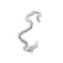 Нержавеющая Сталь Цвет Не тускнеющие 304 текстурированные волнистые открытые браслеты-манжеты из нержавеющей стали для женщин, цвет нержавеющей стали, внутренний диаметр: 1-7/8x2-1/2 дюйм (6.32x4.8 см)