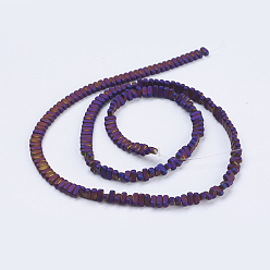 С Фиолетовым Покрытием Гальванизировать немагнитных синтетический гематит бисер пряди, матовые, прямоугольные, с фиолетовым покрытием, 4x2x2 мм, отверстие : 1 мм, около 207 шт / нитка, 15.5 дюйм (39.5 см)