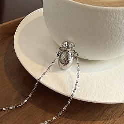 Platinum & Stainless Steel Color Alloy Vase Pendant 304 Stainless Steel Chain Necklaces for Women, Platinum & Stainless Steel Color, 23.62 inch(60cm)