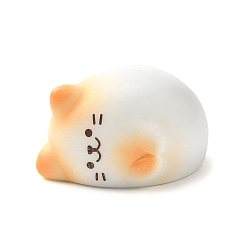 Белый Лежащая кошка скульптура из смолы витрина украшения, белые, 23x22x13.5 мм