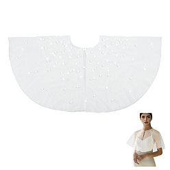 Снежный Свадебная шаль из полиэстеровой марли, с жемчужными бусинами из абс-пластика, снег, 730x375x9.5 мм