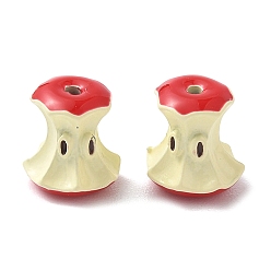 Красный Окрашенного распылением сплава бисер, огрызок яблока, золотой свет, без кадмия, без никеля и без свинца, красные, 11x10x8.5 мм, отверстие : 1.3 мм