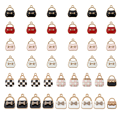 (52) Непрозрачная лаванда 42 шт 10 стили подвески из сплава эмали, сумочка очарование, разноцветные, 18.5~23.5x13.5~17.5x2~6 мм, отверстие : 1.6~8 мм