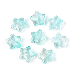 Бледно-бирюзовый Прозрачные стеклянные бусины, звезда, бледные бирюзовая, 8x8x4 мм, отверстие : 0.9~1 мм, около 1950~2000 шт / упаковка