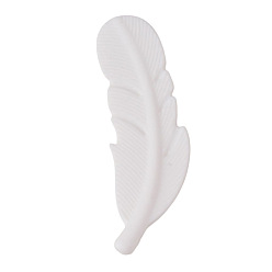 White Feather Food Grade Silicone Focal Beads, White, 58x15mm