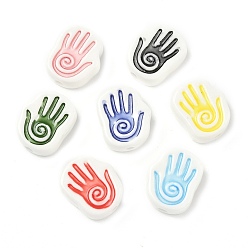 (52) Непрозрачная лаванда Фарфоровые бусины ручной работы, ладонь, разноцветные, 20x16.5x7.5 мм, отверстие : 2.5 мм