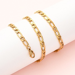 Золотой 4мм 304 ожерелья из нержавеющей стали с цепочкой Фигаро, ионное покрытие (ip), золотые, 19.29 дюйм (49 см)