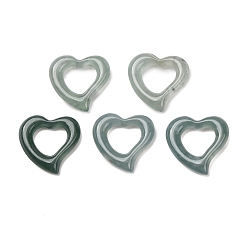 Бирманский Нефрит Кольца из натурального бирманского жадеита, сердце, 12x13x3 мм, внутренний диаметр: 5.5x7 мм