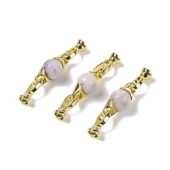 Gemstone Натуральный содалит с латунными раскладывающимися застежками, реальный 18 k позолоченный, долговечный, стойки покрытие, круглые, 38 мм