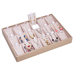 Фора 1Деревянные подносы для ожерелий и подвесок из ПК, покрытый ПУ кожа и железа аксессуары, прямоугольные, оранжевые, 25x18x3.2 см