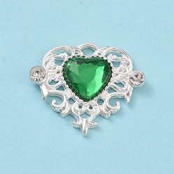 Mixed Color Acrylic Pendants, with Silver Tone Alloy Rhinestone Finding, Heart Charm, Mixed Color, 21.5x25x5mm, Hole: 2x2.5mm