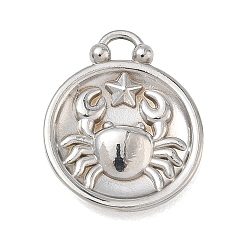 Рак 12 созвездия 304 подвески из нержавеющей стали, плоско-круглые, цвет нержавеющей стали, амулет Рака, 20.5x17x2.7 мм, отверстие : 2.4x2.7 мм