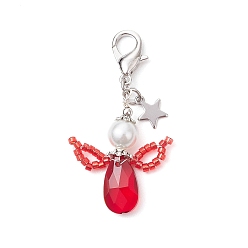 Малиновый Ангел стеклянный кулон украшение, Застежки-когти из сплава омара, подвески для украшений сумок, малиновый, 50~50.5 мм